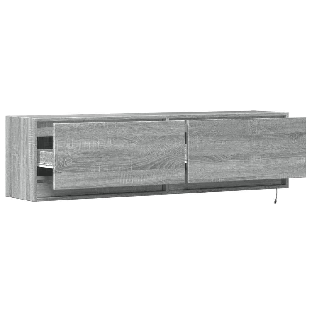 Έπιπλο Τοίχου Τηλεόρασης με LED Γκρι Sonoma 140x31x38 εκ. - Pakobazaar