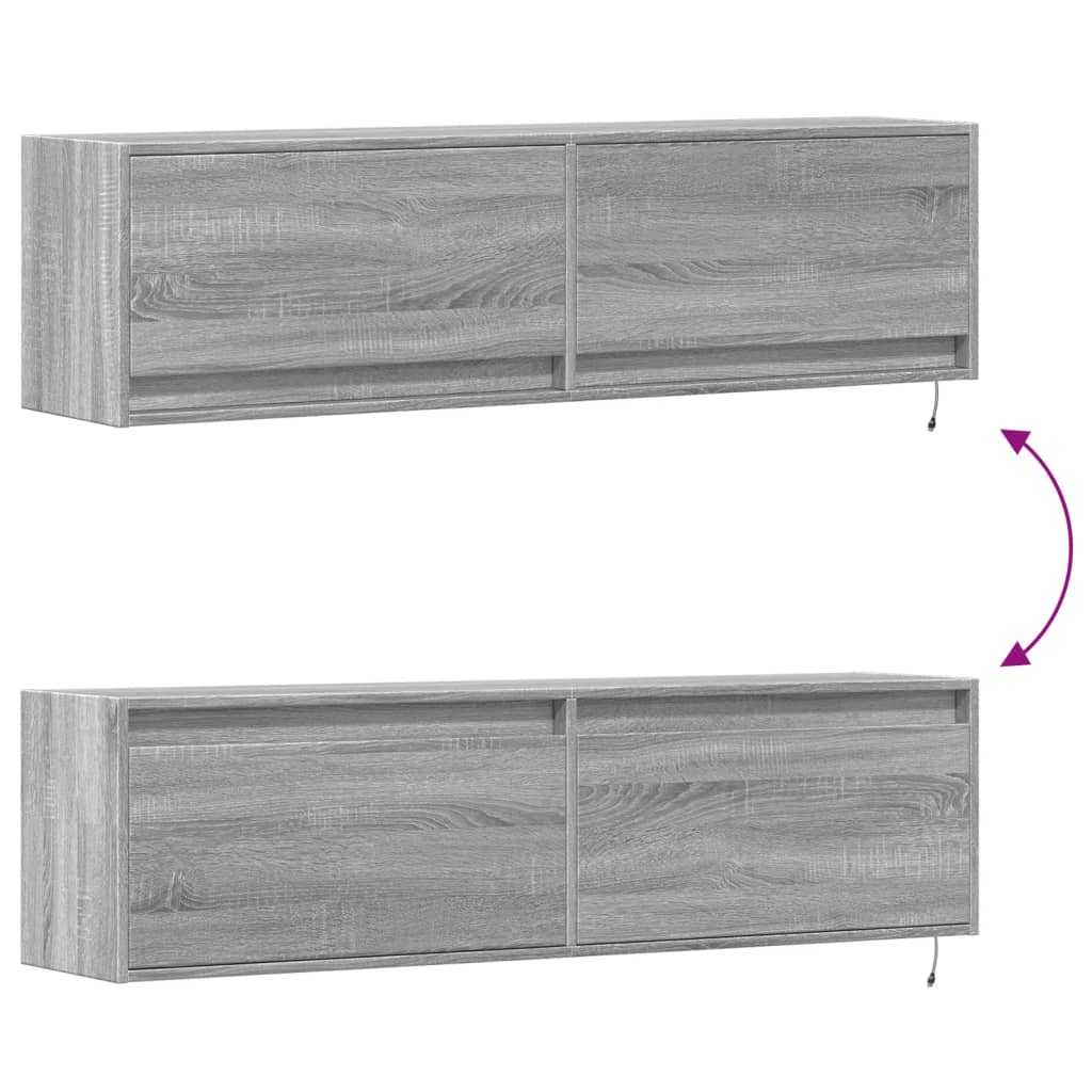 Έπιπλο Τοίχου Τηλεόρασης με LED Γκρι Sonoma 140x31x38 εκ. - Pakobazaar