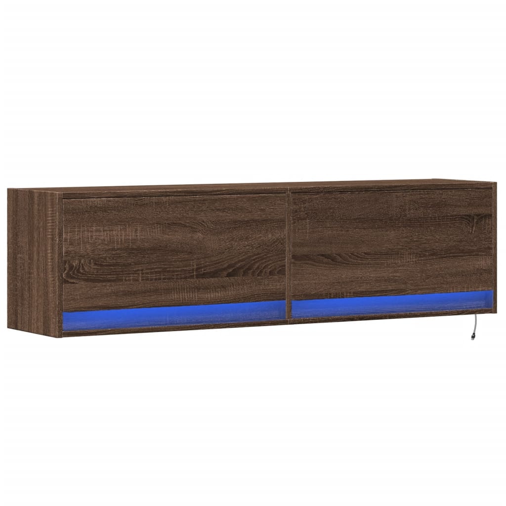 Έπιπλο Τοίχου Τηλεόρασης με LED Καφέ Δρυς 140x31x38 εκ. - Pakobazaar