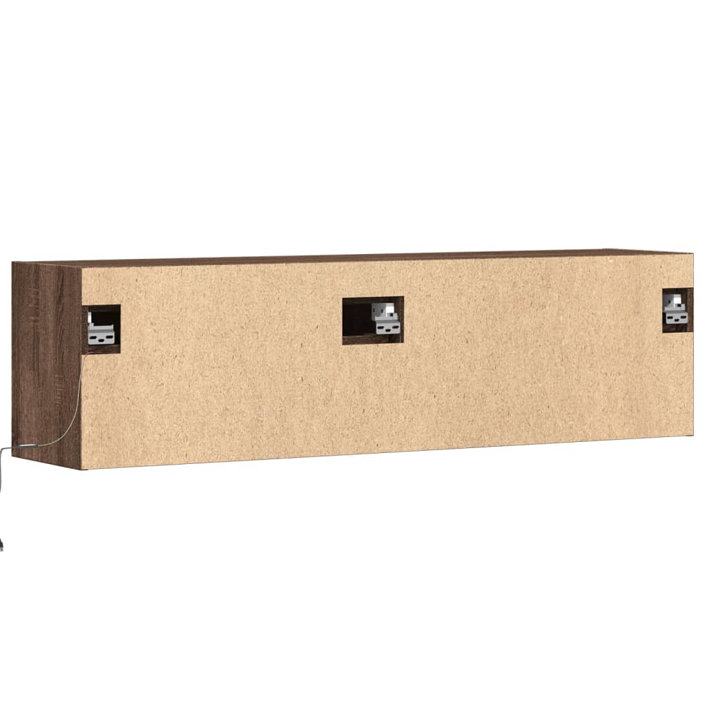 Έπιπλο Τοίχου Τηλεόρασης με LED Καφέ Δρυς 140x31x38 εκ. - Pakobazaar
