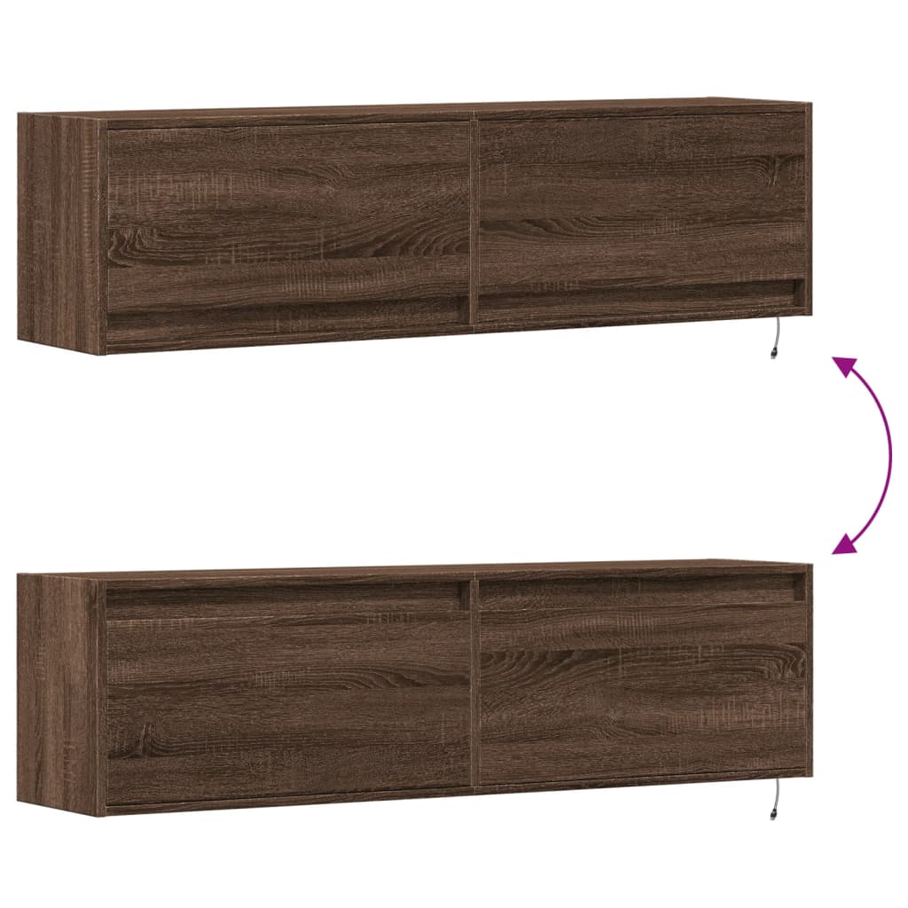 Έπιπλο Τοίχου Τηλεόρασης με LED Καφέ Δρυς 140x31x38 εκ. - Pakobazaar