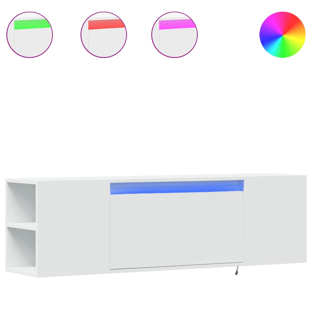 Έπιπλο Τοίχου Τηλεόρασης με LED Λευκό 135x31x39,5 εκ. - Pakobazaar