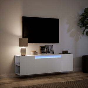 Έπιπλο Τοίχου Τηλεόρασης με LED Λευκό 135x31x39,5 εκ. - Pakobazaar