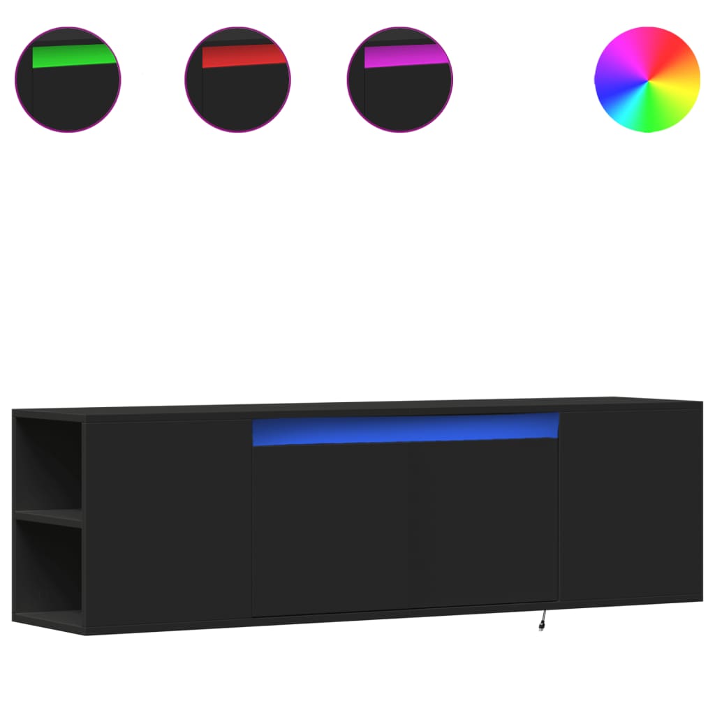 Έπιπλο Τοίχου Τηλεόρασης με LED Μαύρο 135x31x39,5 εκ. - Pakobazaar