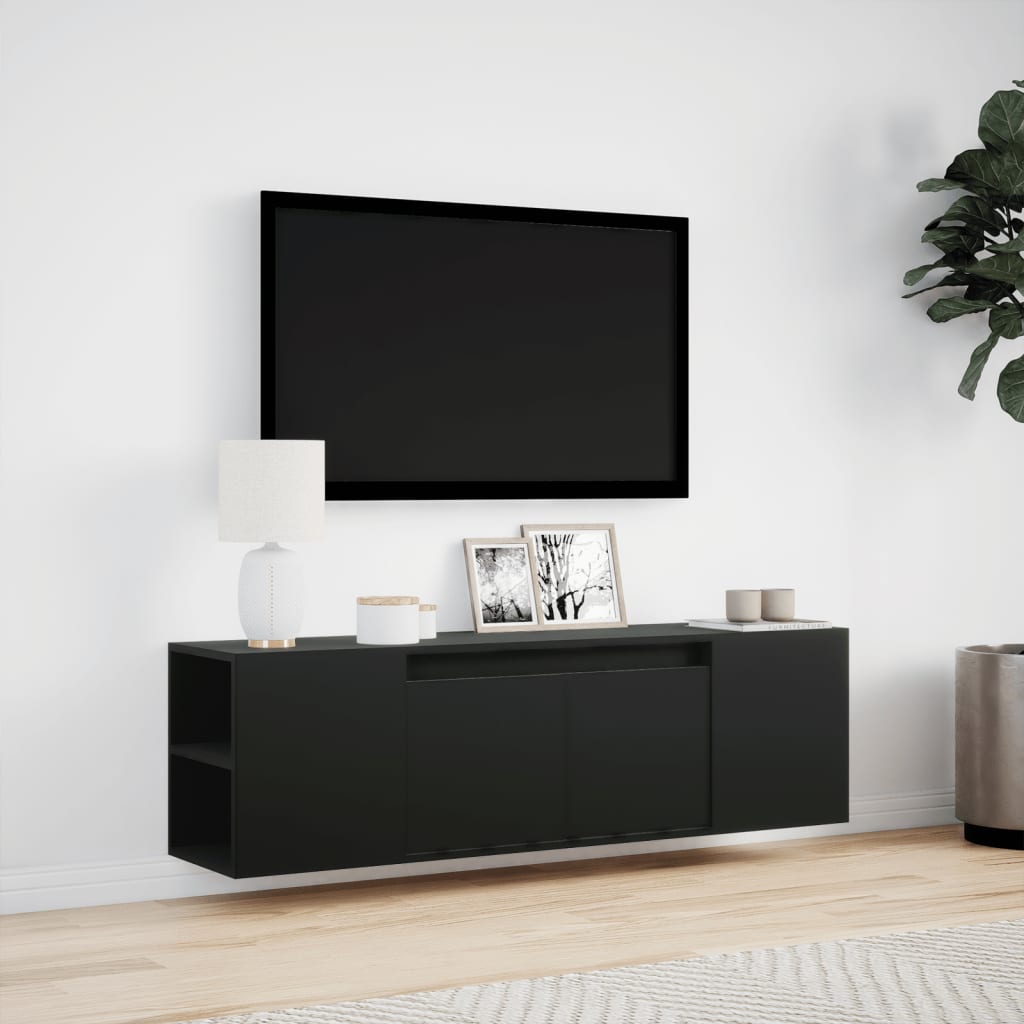 Έπιπλο Τοίχου Τηλεόρασης με LED Μαύρο 135x31x39,5 εκ. - Pakobazaar