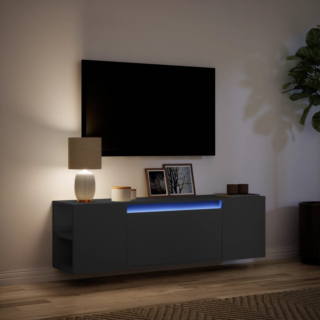 Έπιπλο Τοίχου Τηλεόρασης με LED Μαύρο 135x31x39,5 εκ. - Pakobazaar