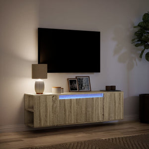 Έπιπλο Τοίχου Τηλεόρασης με LED Sonoma Δρυς 135x31x39,5 εκ. - Pakobazaar
