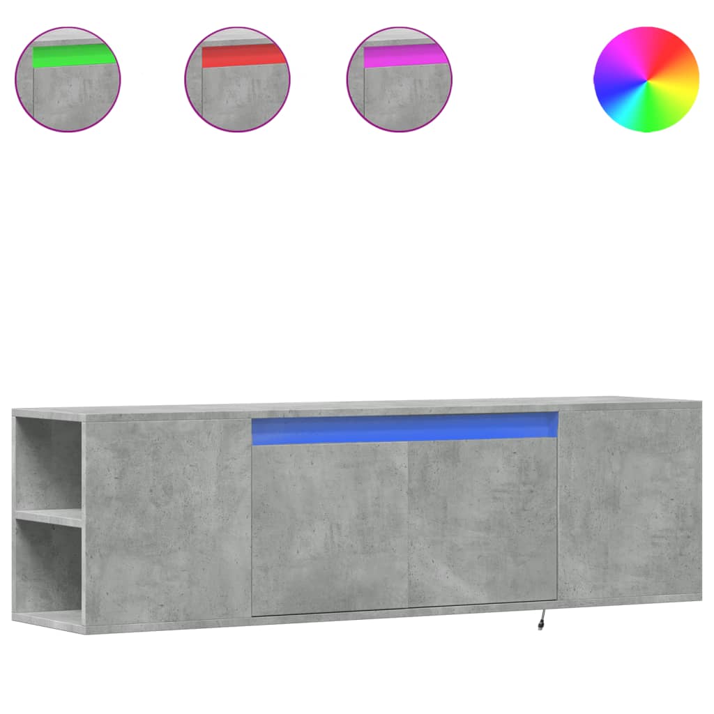 Έπιπλο Τηλεόρασης με LED Γκρι Σκυροδέματος 135x31x39,5 εκ. - Pakobazaar