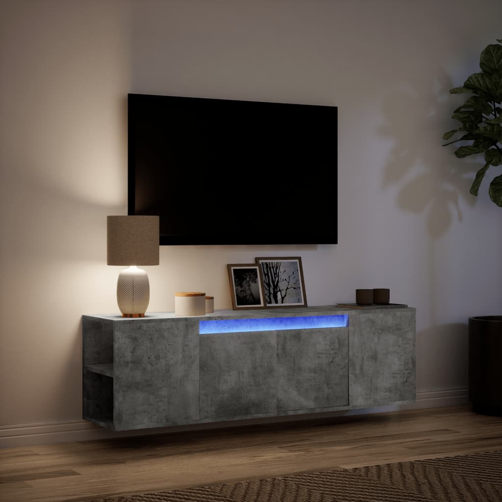 Έπιπλο Τηλεόρασης με LED Γκρι Σκυροδέματος 135x31x39,5 εκ. - Pakobazaar
