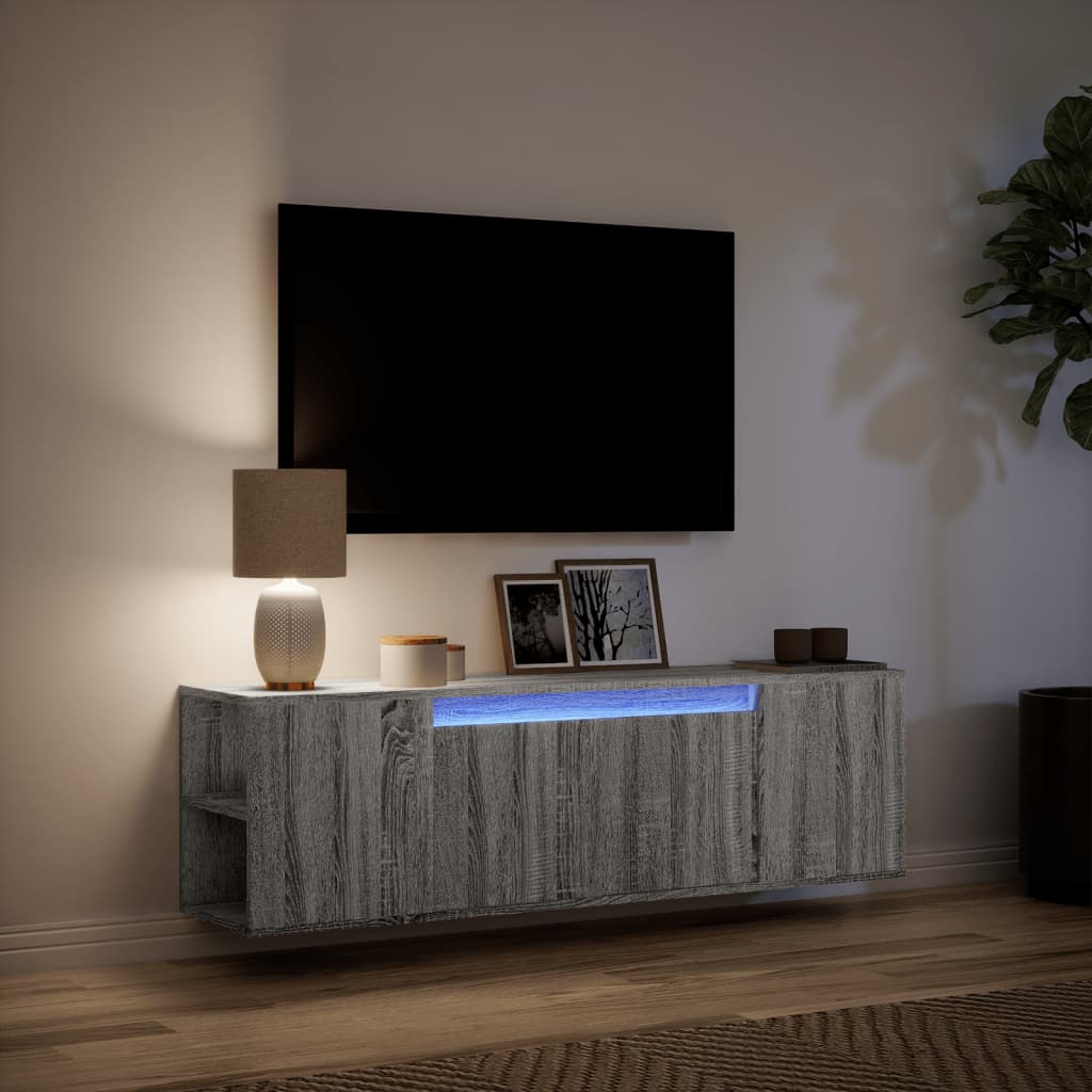 Έπιπλο Τοίχου Τηλεόρασης με LED Γκρι Sonoma 135x31x39,5 εκ. - Pakobazaar