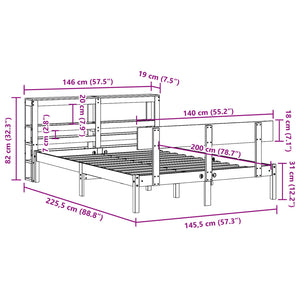 Σκελετός Κρεβατιού Χωρίς Στρώμα 140x200 εκ Μασίφ Ξύλο Πεύκου