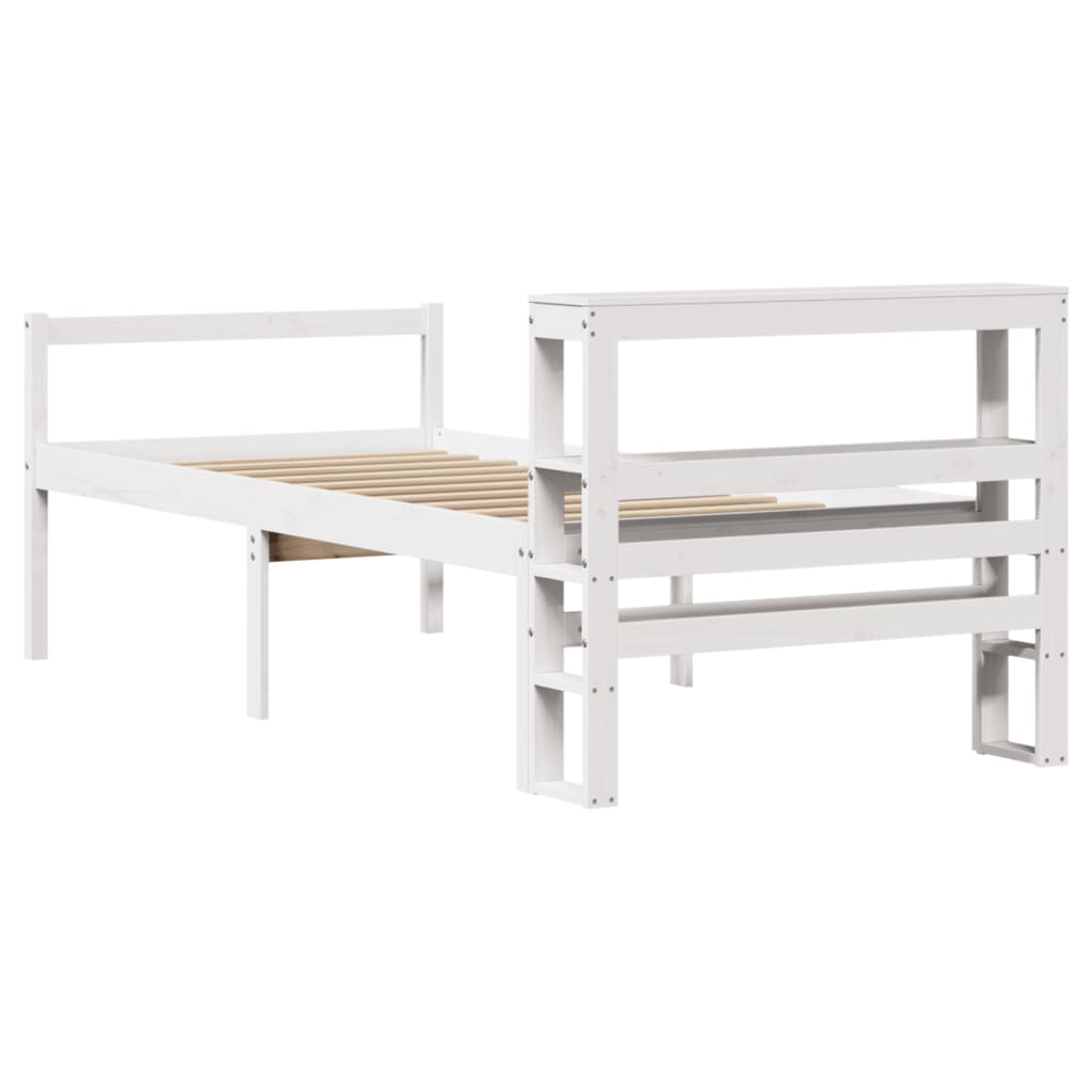 Κρεβάτι Ηλικιωμένου με Κεφαλάρι Λευκό 75x190 εκ. Μασίφ Πεύκο