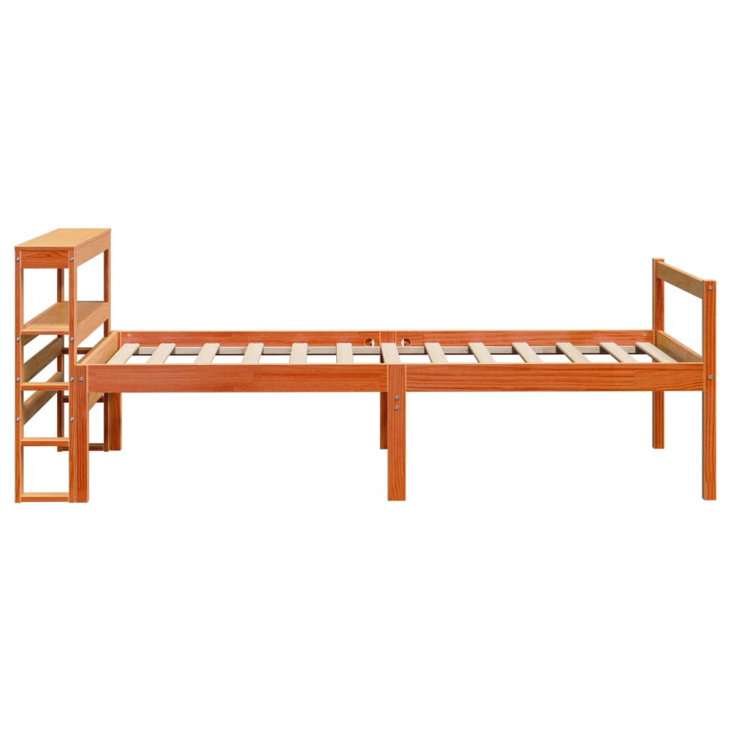 Πλαίσιο Κρεβατιού Κεφαλάρι Καφέ Κεριού 75x190εκ. Μασίφ Πεύκο