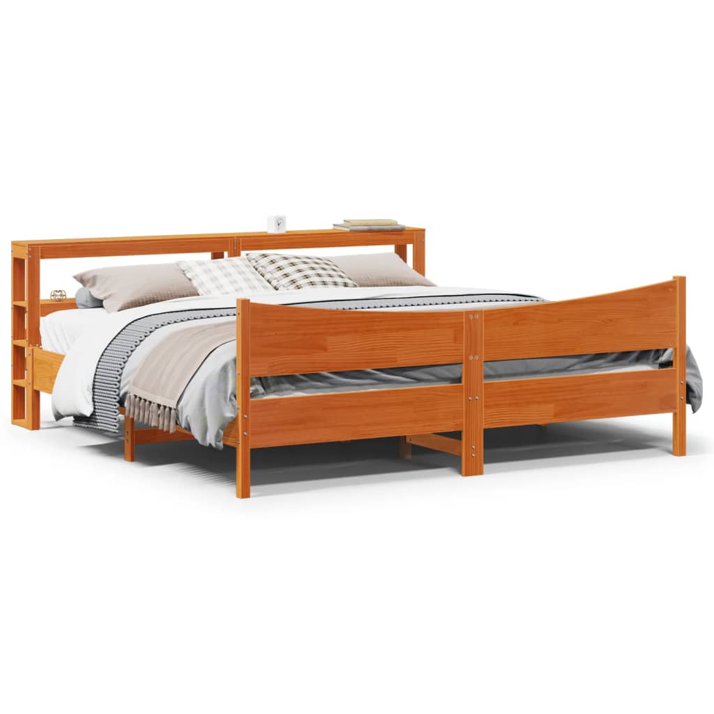 Πλαίσιο Κρεβατιού με Κεφαλάρι 200x200 εκ Μασίφ Ξύλο Πεύκου