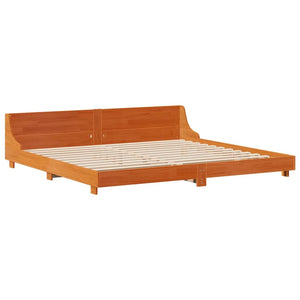 Σκελετός Κρεβ. Χωρίς Στρώμα Καφέ Κεριού 200x200 εκ Μασίφ Πεύκο