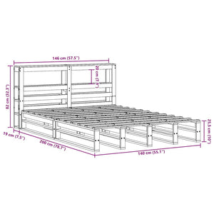 Σκελετός Κρεβατιού Χωρίς Στρώμα Καφέ 140x200 Μασίφ Ξύλο Πεύκου