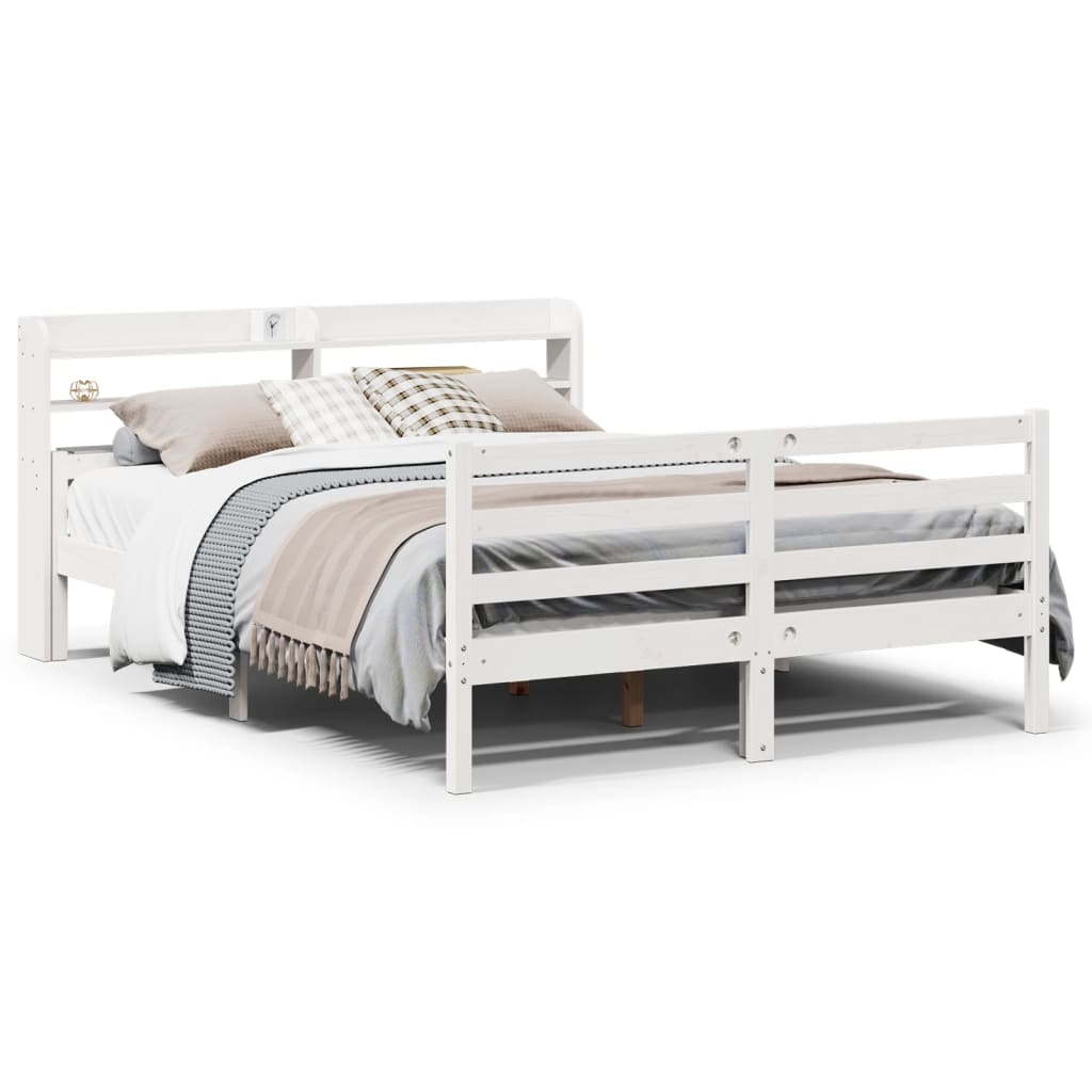 Σκελετός Κρεβατιού με Κεφαλάρι Χωρίς Στρώμα Λευκό 160x200 εκ. - Pakobazaar