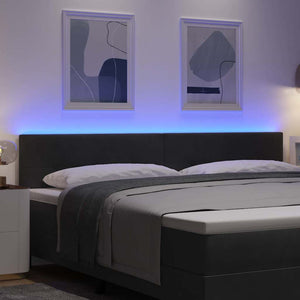 LED κεφαλάρι με LED ταινίες φωτός Μαύρο 200 cm Βελούδο