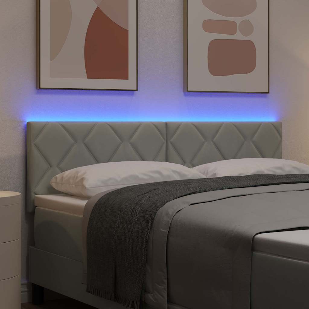 LED κεφαλάρι Ανοιχτό γκρι 144 cm Βελούδο