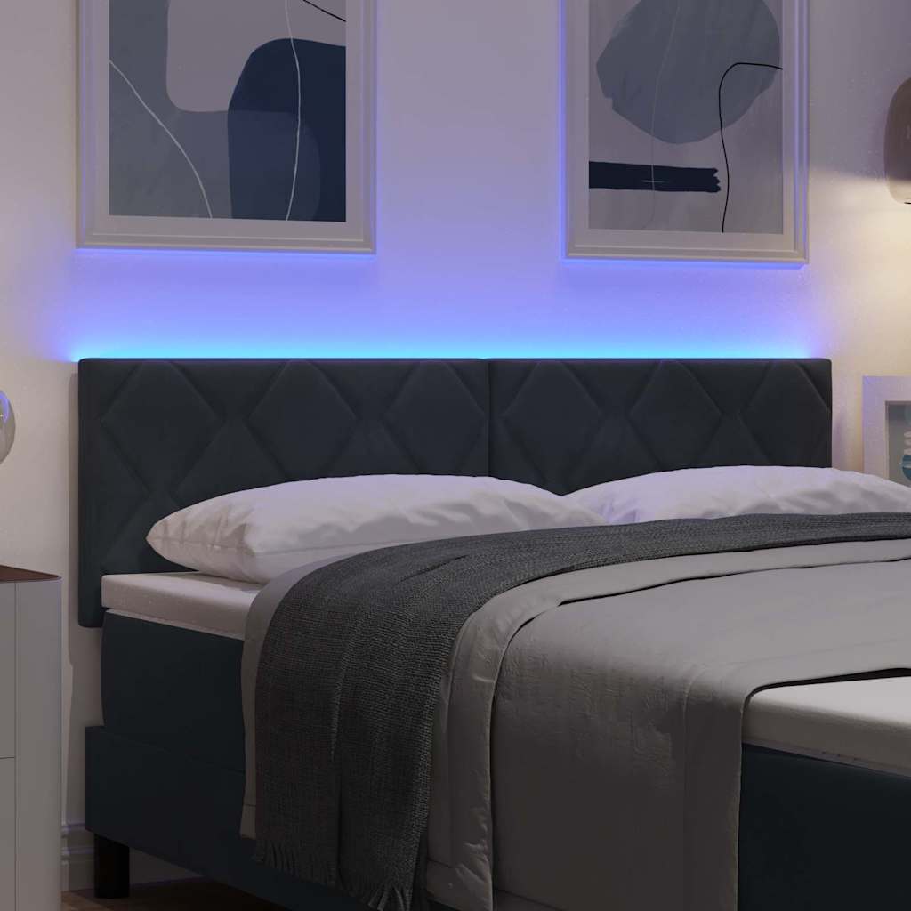 LED κεφαλάρι Σκούρο Γκρι 160 cm Βελούδο - Pakobazaar