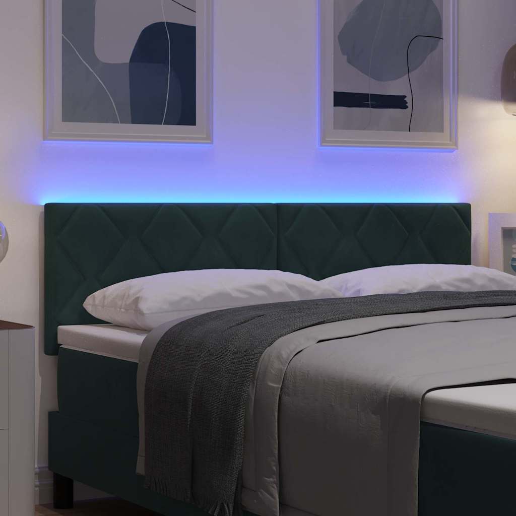 LED κεφαλάρι Σκούρο Πράσινο 160 cm Βελούδο - Pakobazaar
