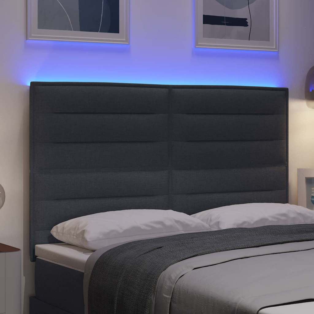 LED κεφαλάρι με φώτα λωρίδας LED Σκούρο Γκρι 160 cm Πολυεστέρας - Pakobazaar