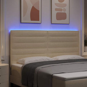 LED κεφαλάρι με LED ταινίες φωτός Κρεμ 180 cm ύφασμα - Pakobazaar