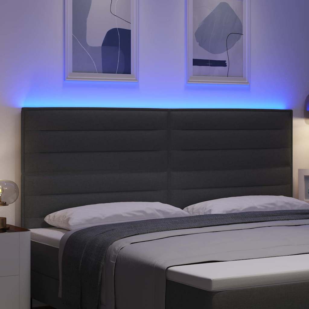 LED κεφαλάρι με φώτα λωρίδας LED Σκούρο Γκρι 200 cm Πολυεστέρας - Pakobazaar