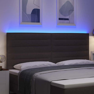 LED κεφαλάρι με LED ταινίες φωτός Σκούρο Καφέ 200 cm ύφασμα - Pakobazaar
