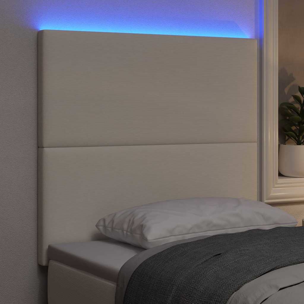 LED κεφαλάρι με φώτα λωρίδας LED Κρεμ 90 cm Πολυεστέρας - Pakobazaar