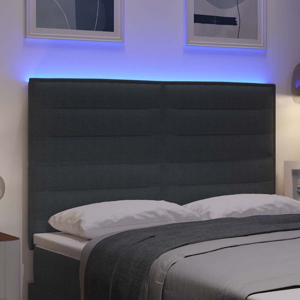 LED κεφαλάρι Σκούρο Γκρι 144 cm Υφασμάτινο Κορντουρά - Pakobazaar