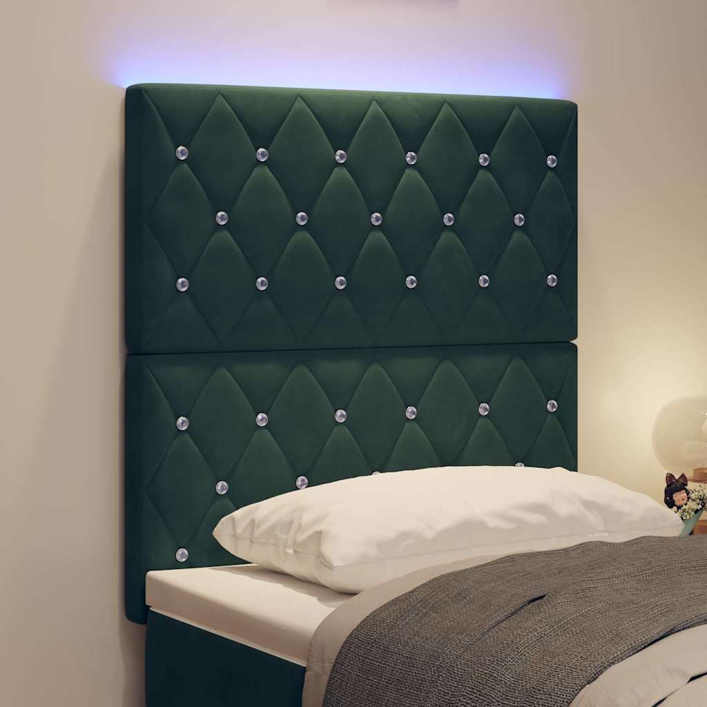 LED κεφαλάρι με LED ταινίες φωτός Σκούρο Πράσινο 80 cm Βελούδο - Pakobazaar