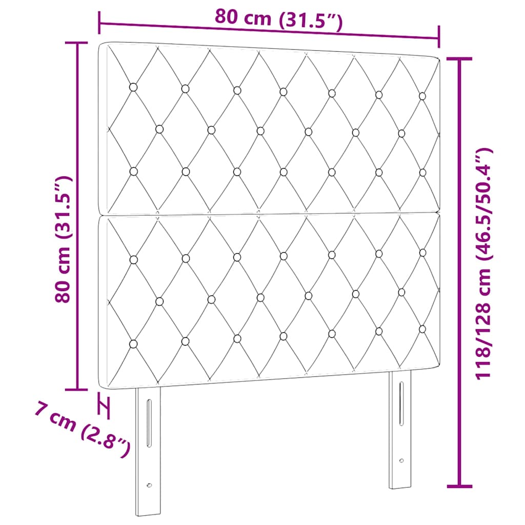 LED κεφαλάρι με LED ταινίες φωτός Σκούρο Μπλε 80 cm Βελούδο