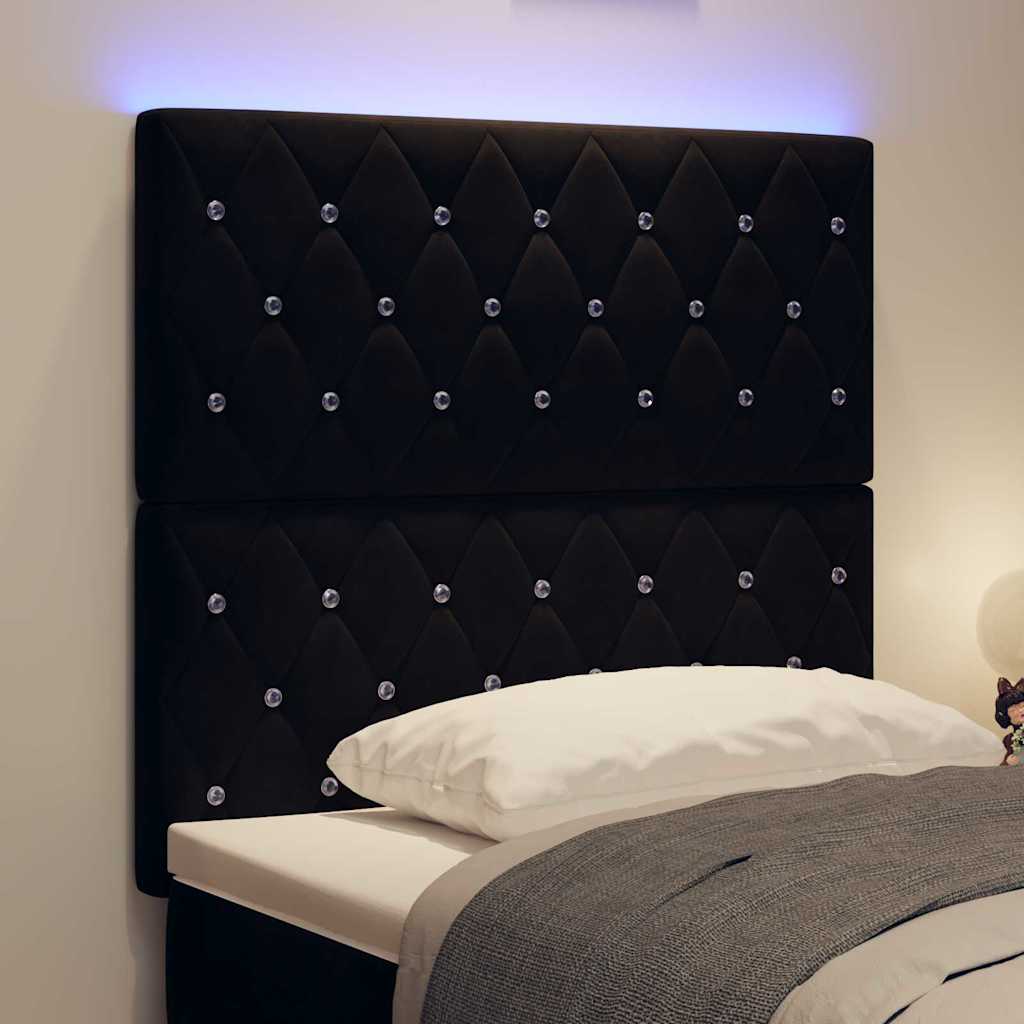 LED κεφαλάρι με LED ταινίες φωτός Μαύρο 100 cm Βελούδο