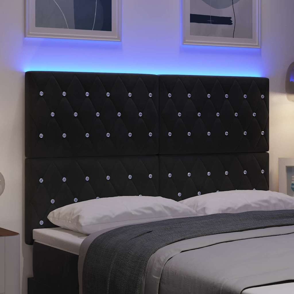 LED κεφαλάρι με LED ταινίες φωτός Μαύρο 144 cm Βελούδο - Pakobazaar