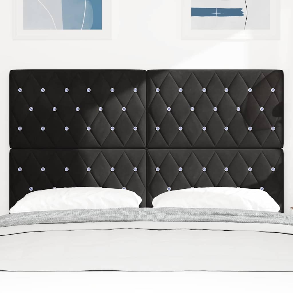 LED κεφαλάρι με LED ταινίες φωτός Μαύρο 144 cm Βελούδο - Pakobazaar