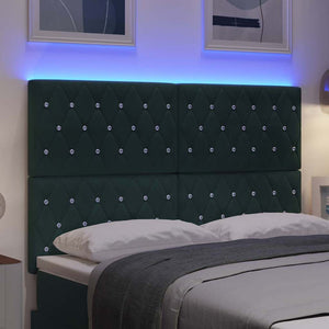 LED κεφαλάρι με LED ταινίες φωτός Σκούρο Πράσινο 144 cm Βελούδο