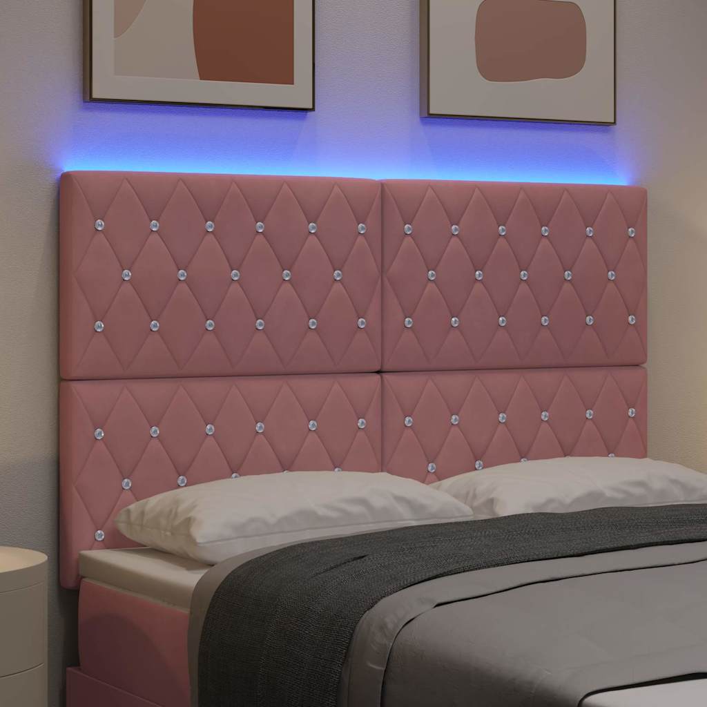 LED κεφαλάρι με LED ταινίες φωτός Ροζ 144 cm Βελούδο - Pakobazaar