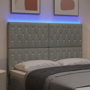 LED κεφαλάρι με LED ταινίες φωτός Ανοιχτό γκρι 160 cm Βελούδο