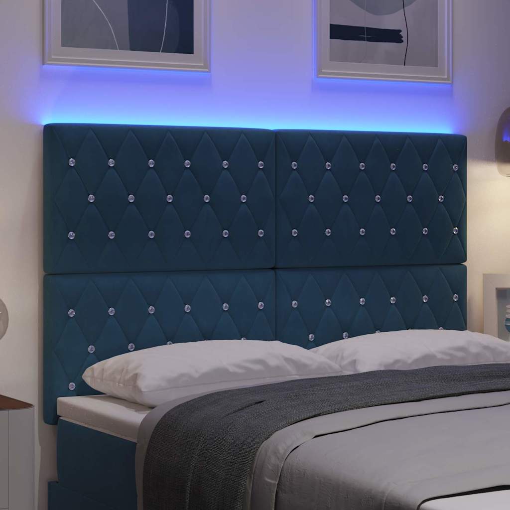 LED κεφαλάρι με LED ταινίες φωτός Σκούρο Μπλε 160 cm Βελούδο - Pakobazaar