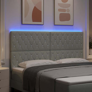 LED κεφαλάρι με LED ταινίες φωτός Ανοιχτό γκρι 180 cm Βελούδο - Pakobazaar