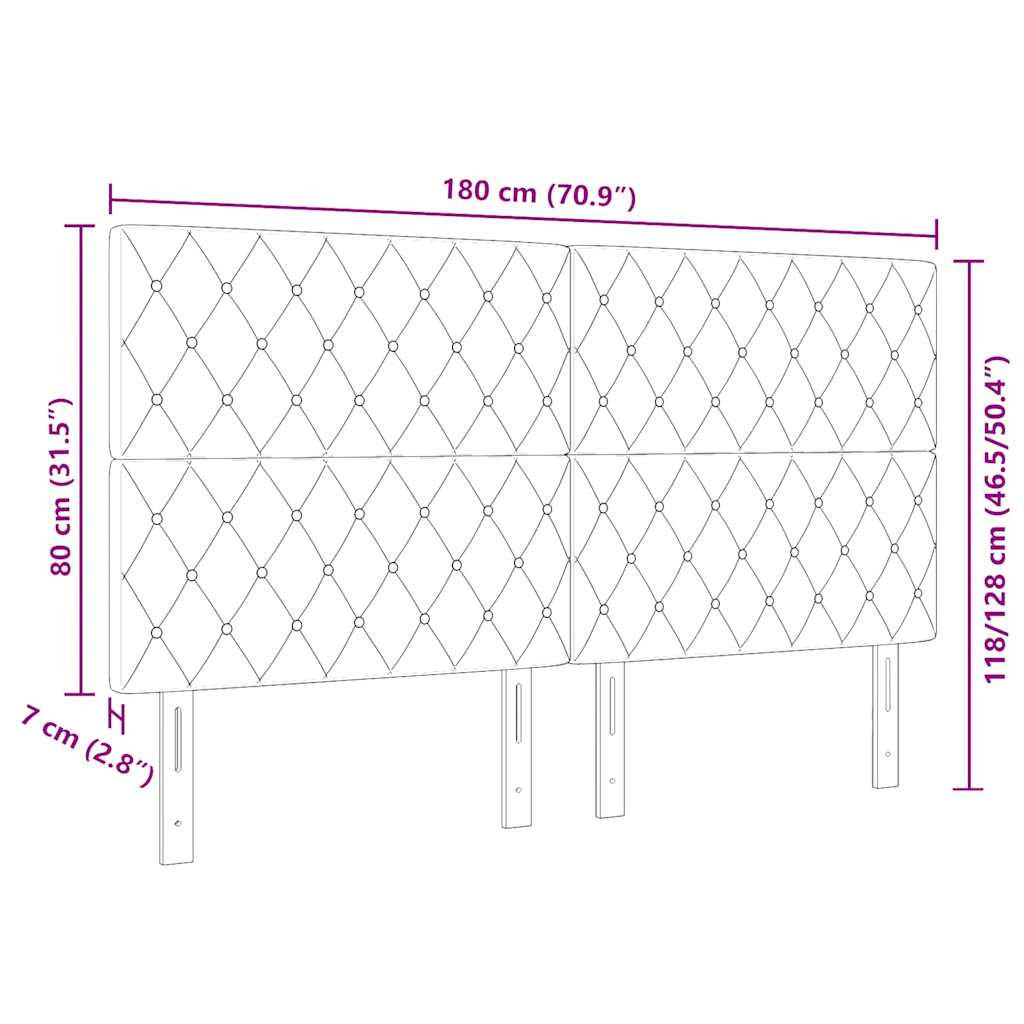 LED κεφαλάρι με LED ταινίες φωτός Ανοιχτό γκρι 180 cm Βελούδο - Pakobazaar
