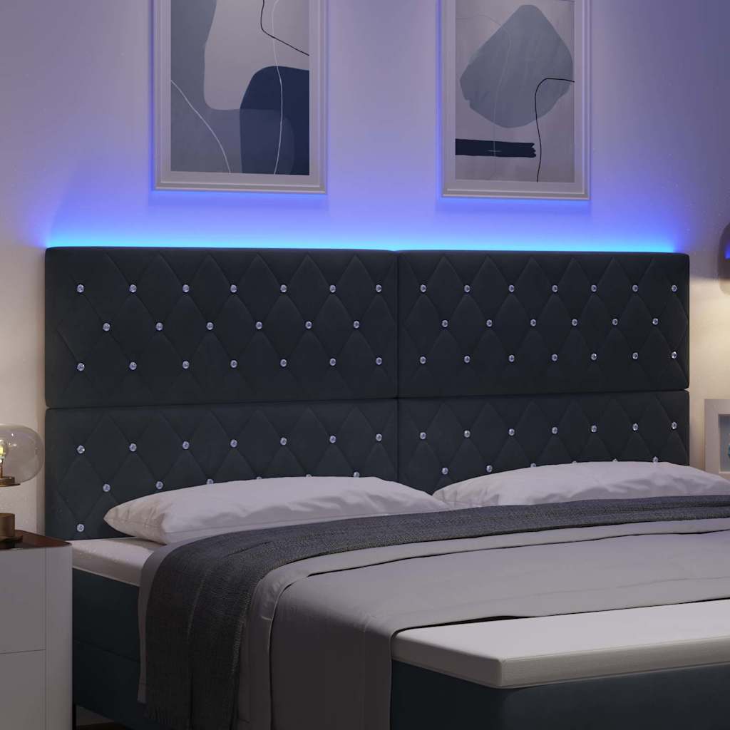 LED κεφαλάρι με LED ταινίες φωτός Σκούρο Γκρι 200 cm Βελούδο - Pakobazaar