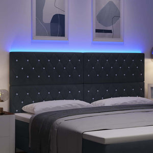LED κεφαλάρι με LED ταινίες φωτός Σκούρο Γκρι 200 cm Βελούδο - Pakobazaar