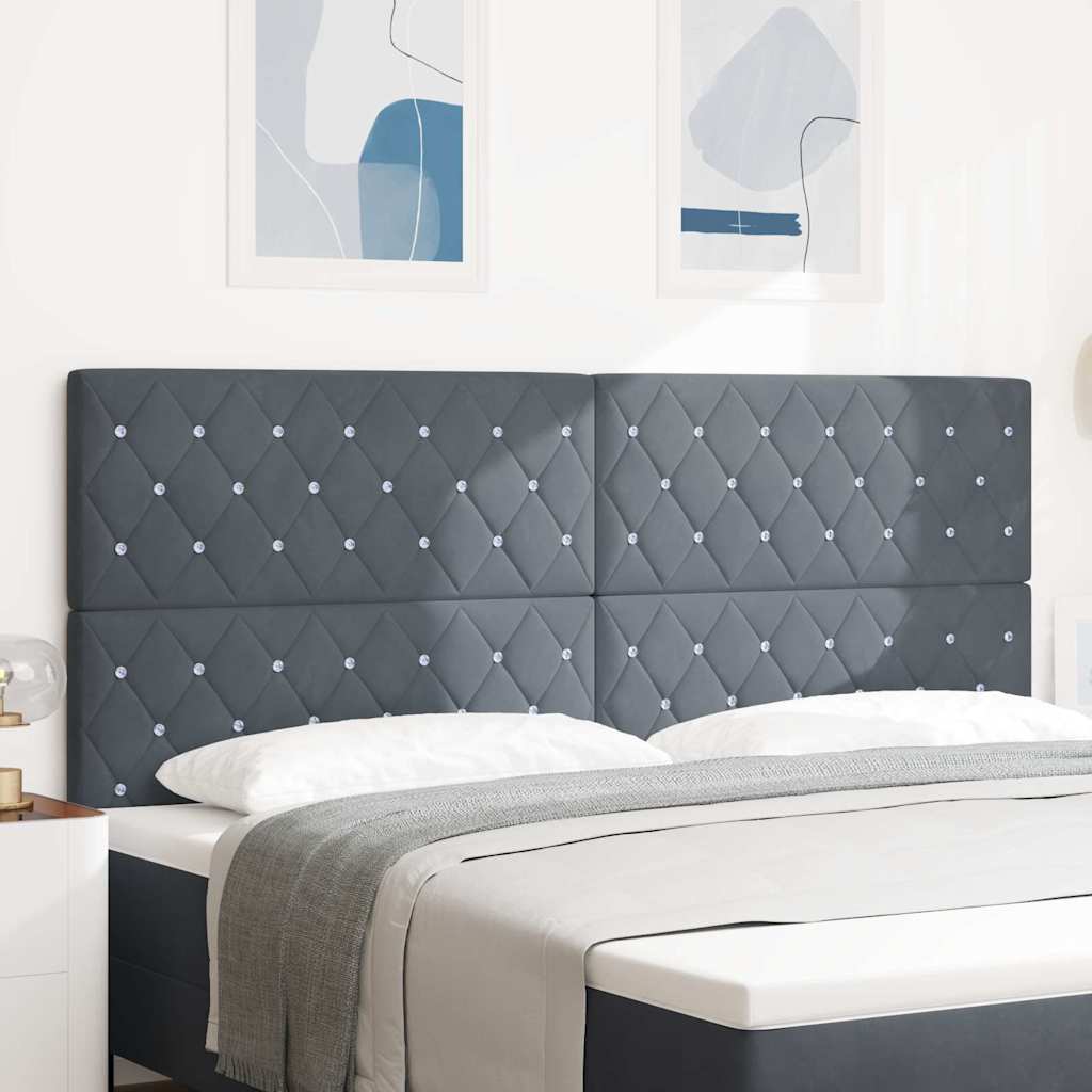 LED κεφαλάρι με LED ταινίες φωτός Σκούρο Γκρι 200 cm Βελούδο - Pakobazaar