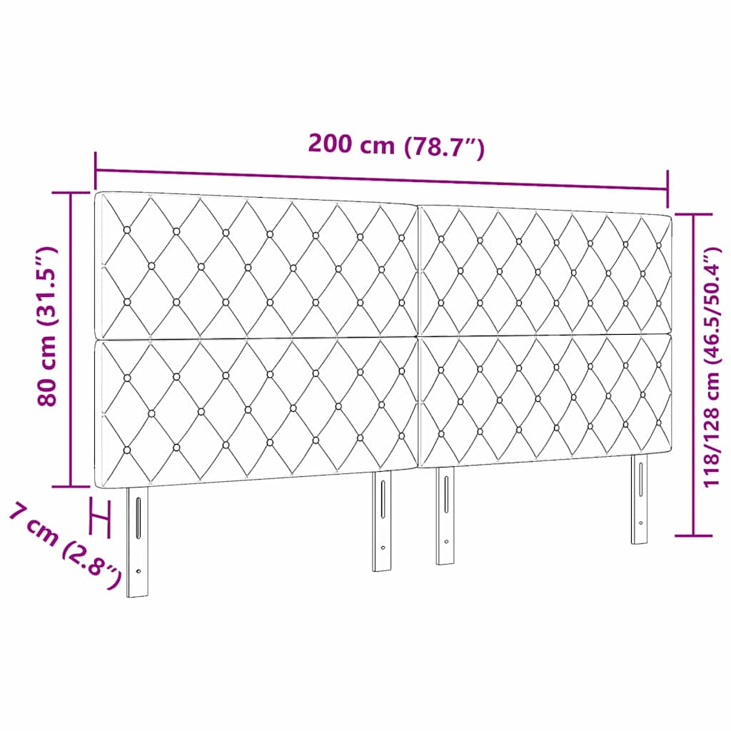 LED κεφαλάρι με LED ταινίες φωτός Σκούρο Γκρι 200 cm Βελούδο - Pakobazaar