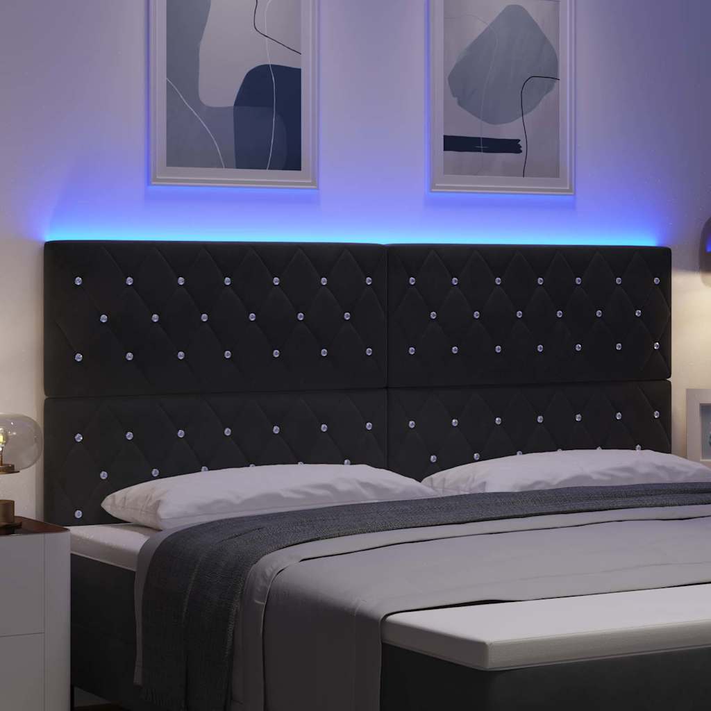 LED κεφαλάρι με LED ταινίες φωτός Μαύρο 200 cm Βελούδο