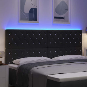 LED κεφαλάρι με LED ταινίες φωτός Μαύρο 200 cm Βελούδο