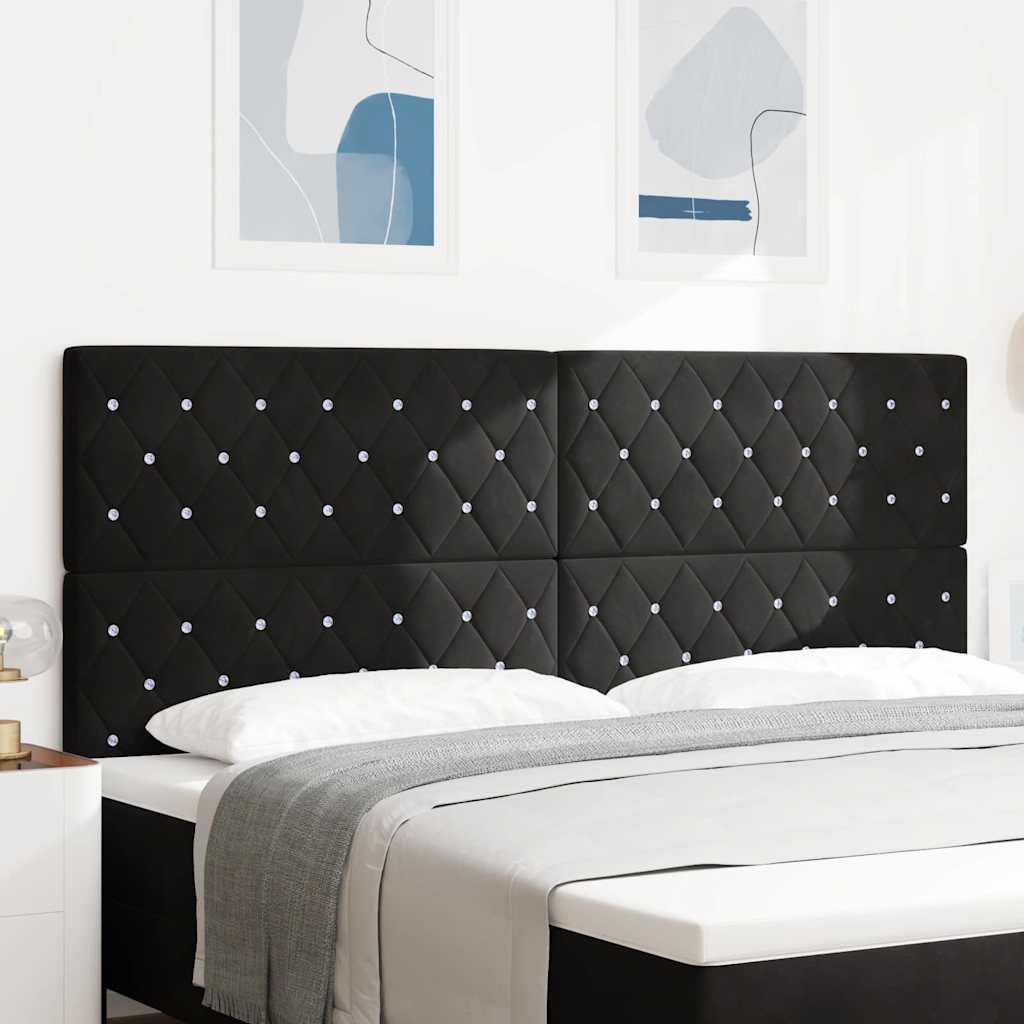 LED κεφαλάρι με LED ταινίες φωτός Μαύρο 200 cm Βελούδο