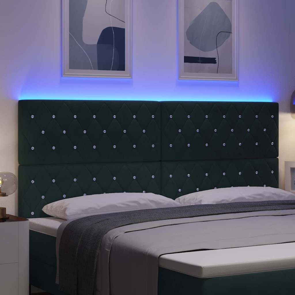 LED κεφαλάρι με LED ταινίες φωτός Σκούρο Πράσινο 200 cm Βελούδο